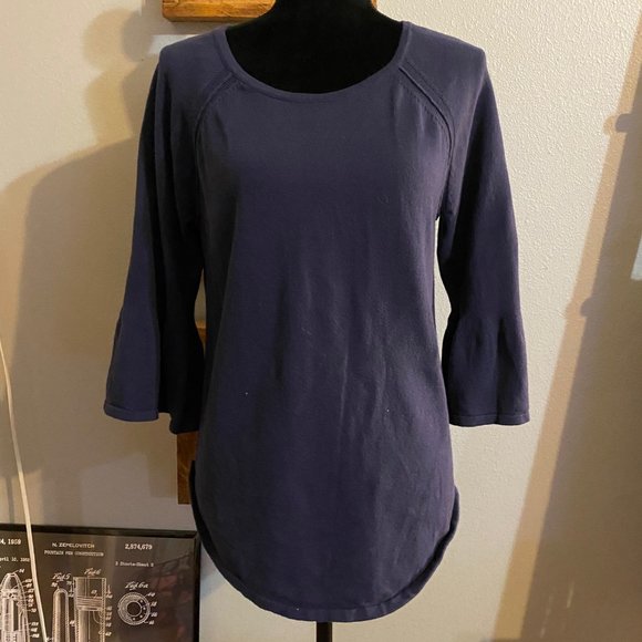 Jeanne Pierre Blue 3/4 Bell Sleeve Knit Sweater - Picture 2 of 6